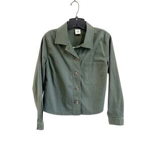 CAbi Green Utility Cotton Jacket Small Minimalist Military Style Streetwear